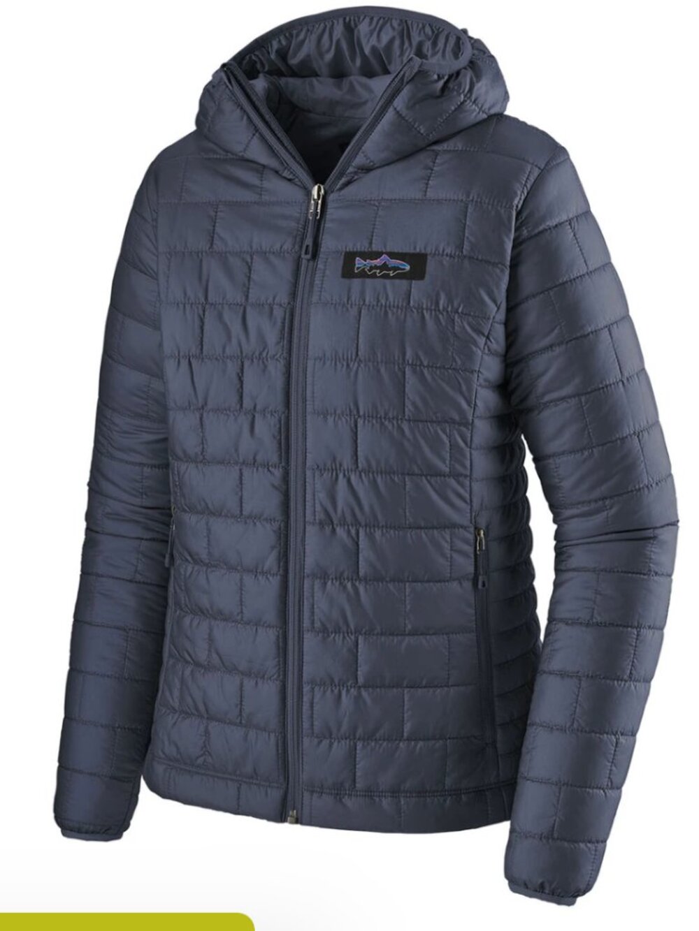 Patagonia Womens nano puff hoodie Fitz Roy hoody smolder blue black Large Trout